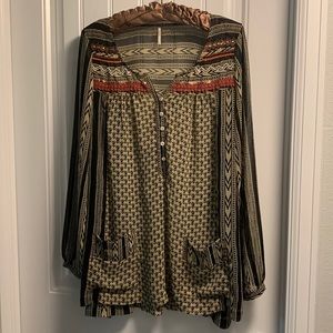Free People Tunic, black, cream, rust
